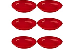 Providence Spillproof Lip Plates for Disabled Adults Inner Lip Dish for Adults - Lip Bowl - Adaptive Plate for Independence - Non Slip Plate for Disabled Adults - 9" Red - 6 Pack