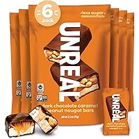 UNREAL Dark Chocolate Caramel Peanut Nougat Bars | 70% Organic Ingredients, Fair Trade, Non-GMO | No Corn Syrup, Sugar Alcoho