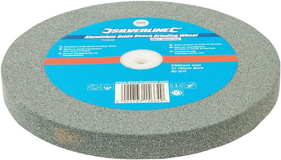 Silverline 752948 Korund-Schleifscheibe für Doppelschleifer 200 x 20 mm, fein, grau: Amazon.de ...