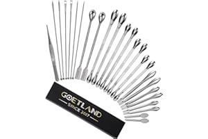 Goetland 25 pcs Lab Tools Lab Spatula Micro Scoop Set 304 Stainless Steel Laboratory Spoons Kit with Sampling Spoon Mixing Sp