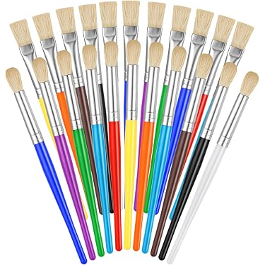 8-Piece Kids Paint Brush Set - Washable Toddler Brushes,Round & Flat Brushes with Grip,for