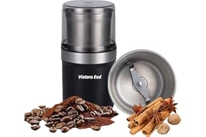 VIETORA EUD Electric Coffee Grinder 3.5 oz Capacity, Adjustable Herb & Spice Grinder, Espresso Grinder with Removable Stainless Steel Bowl, Black