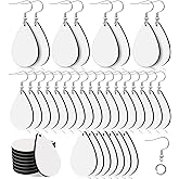 100 Pcs Sublimation Earring Blank Sublimation Printing Earring Blank Products Unfinished Teardrop Heat Transfer Pendant with 100 Hook Jump Ring for Jewelry Making DIY