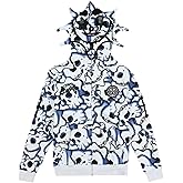 OATSBAS Retro Lazy Style Hoodie for Men Women Fun Multi Angle Full Zip Up Hoodie Oversized Hooded Sweatshirt