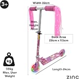 Zinc Kids Folding 2-Wheel Scooter Unicorn with Light Up Wheels 3+ Height view 6
