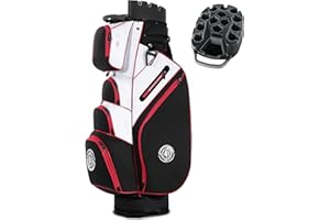 Shopsource Golf Cart Bag, 14 Way Molded Lock Top Club Bag with Full-Length Dividers, Silence Cart Bags for Men with Handles Ergonomic Padded Strap, Rain Hood