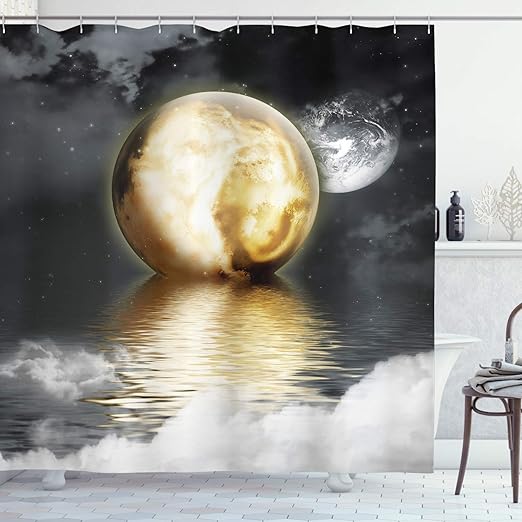 Snow House Under Moonlight Shower Curtain Bathroom Decor Fabric 12 Hooks Shower Curtains Home Garden