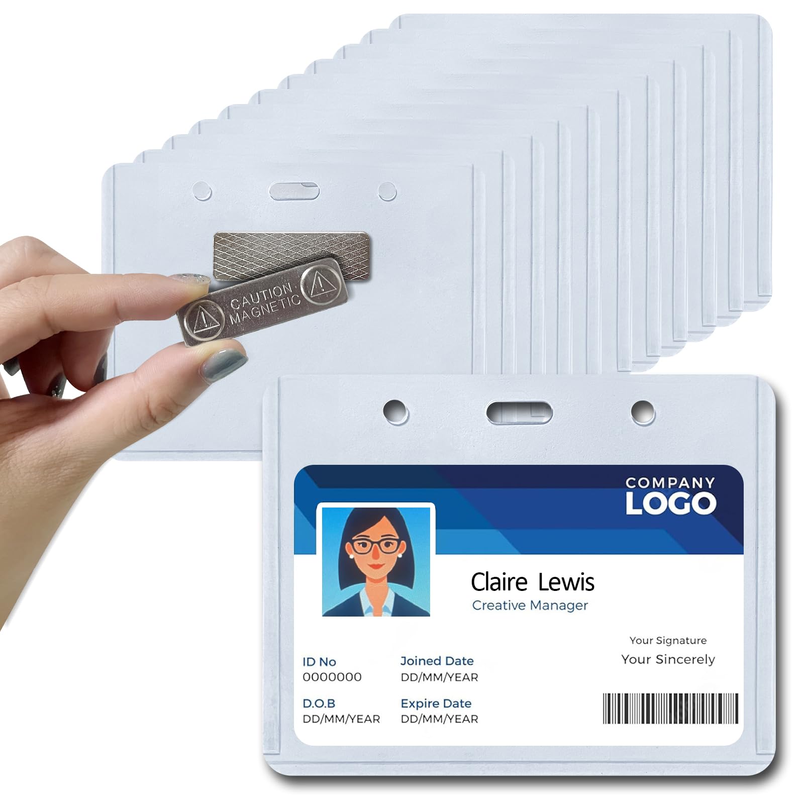 Photo 1 of 100 Pack Magnetic Name Badge Holder,Magnet Name Tags Waterproof Reusable Plastic,Magnetic Name Tags,Magnet Style, 3" x 4" for Office Conventions Exhibitors Events Immunization Record