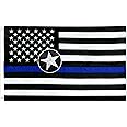 Thin Blue Line USA Flag 2x3 ft | Heavy Duty Embroidered Stars & Sewn Stripes | Brass Grommets | UV Protection | Black White Blue American Police Flag Honoring Law Enforcement Officers