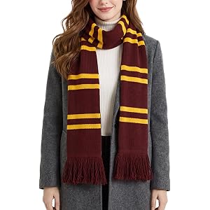 Zando Striped Knit Neck Scarf, Soft Winter Scarf for Women Men | Soft knit acrylic scarf, approx. 188 x 22 cm with fringe, fo