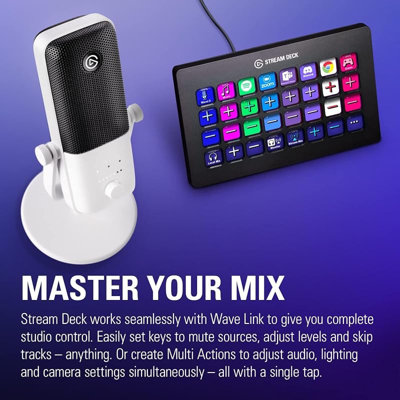 Wave:3 White, microfono condensatore USB premium per streaming, podcast, gaming e home office, software di mixaggio gratis, plug-in per effetti audio, anti-distorsione, plug ’n play, Mac, PC