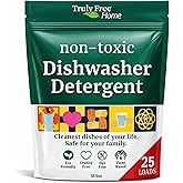 Truly Free Dishwasher Detergent Powder | Natural Dish Detergent, Dishwasher Soap | Plastic Free, Plant-Based, Clean, Heavy Du