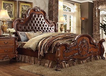 Amazon Com Esofastore Antique Cherry Oak Finish Tufted