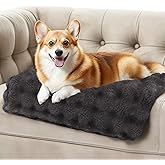 Luciphia Waterproof Pet Blanket Faux Fur Throw Blankets for Large Dogs Bed Cover Thick Reversible Puppy Couch Protector Plush Fluffy Grey (35"x25",Pack of 1)