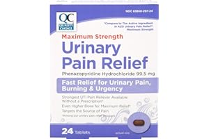 Quality Choice Max Strength Urinary Pain Relief, Maximum Strength Fast Relief of UTI Pain, Burning, and Feeling of Urgency to Pee, 24 Count Package of Tablets