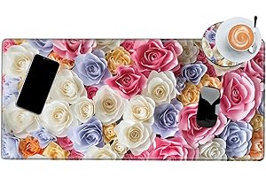 BBSujane XL Mouse Pad Gaming Desk Mat for Desktop Extended Mousepad Pink Rose Desk Pad 24x12 Computer Mat Large Mouse Pads for Wireless Mouse Office Laptop Accessories Gift