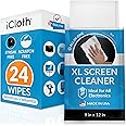 iCloth XL Screen Cleaning Wipes, Lint-Free and Streak-Free, Fast-Drying, Removes Dust, Fingerprints, and Smudges (24 XL Wipes)