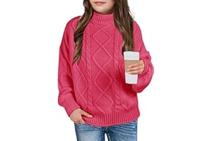 XUBA Girls Sweater Pullover Cable Knit Long Sleeve Turtleneck Chunky Warm Top