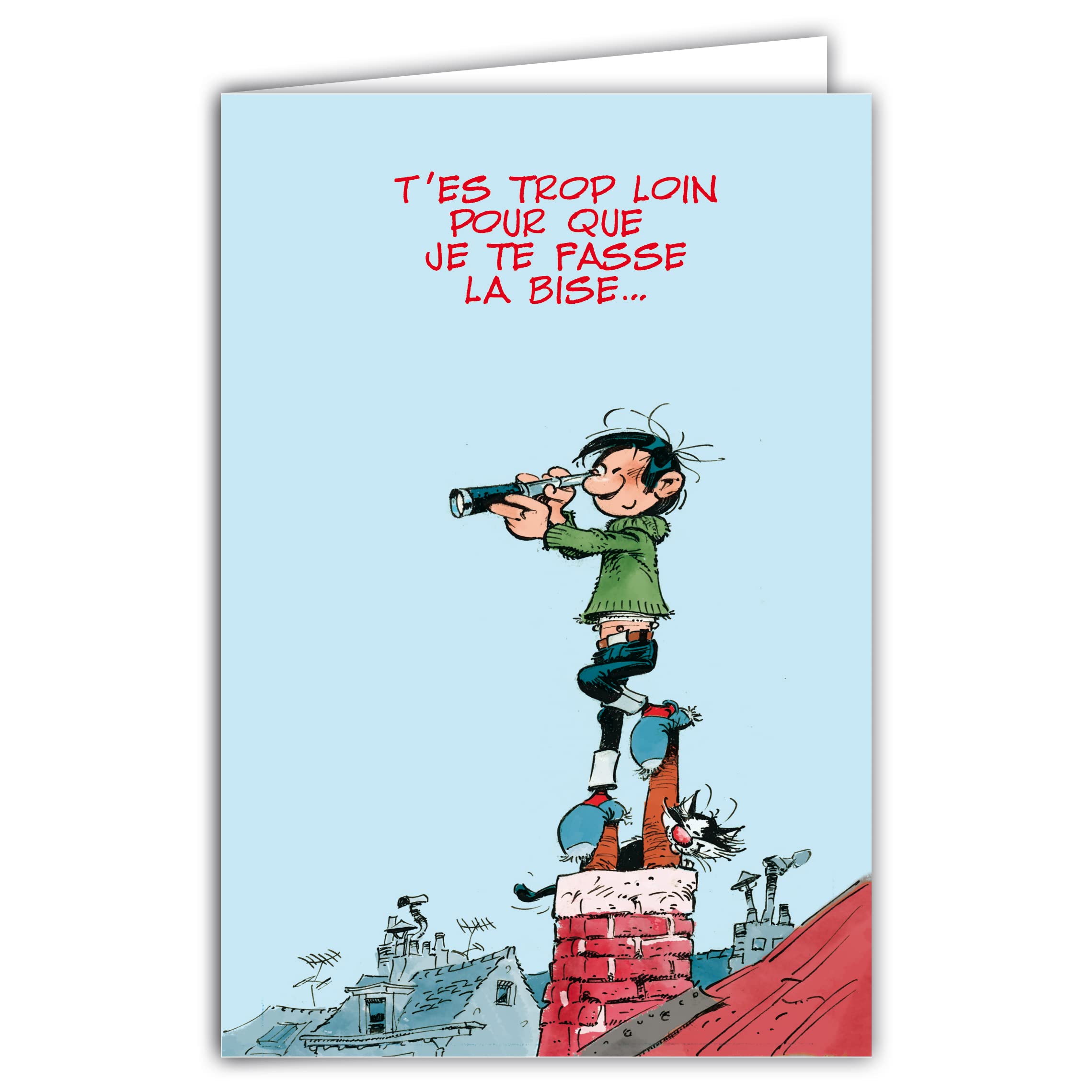 Gaston Lagaffe glct-0107 Bises Kisses Birthday Card with Hearts