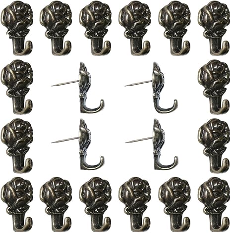 Welldoit Zinc Alloy Rose Push Pin Hanger Pack Of 20 Bronze