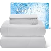 Cooling Comforter King Size Set 4 Pieces, Summer Blanket with Dual-Sided Cool Tech, Deep Pocket Fitted Sheet Fits Up to 18", Q-Max>0.55 Thin Comforter for Hot Sleepers, with 2 Pillowcases, Grey