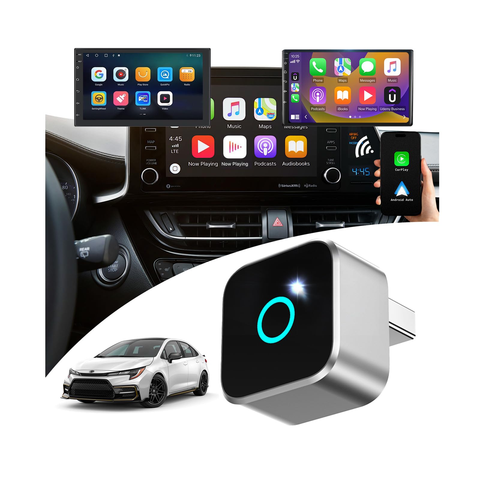 Photo 1 of ?Compatible with Wired Model: 2020-2023 Corolla?2-in-1 Wireless CarPlay & Android Auto Adapter?Designed for Toyota Entune 3.0 Infotainment System?Wired to Wireless,Small & discreet?0.8in 0.32oz?
