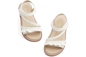 PHIRAMIN Toddler Girl Sandals - Flower Girl Dress Shoes Open Toe Little Kid Summer Flats