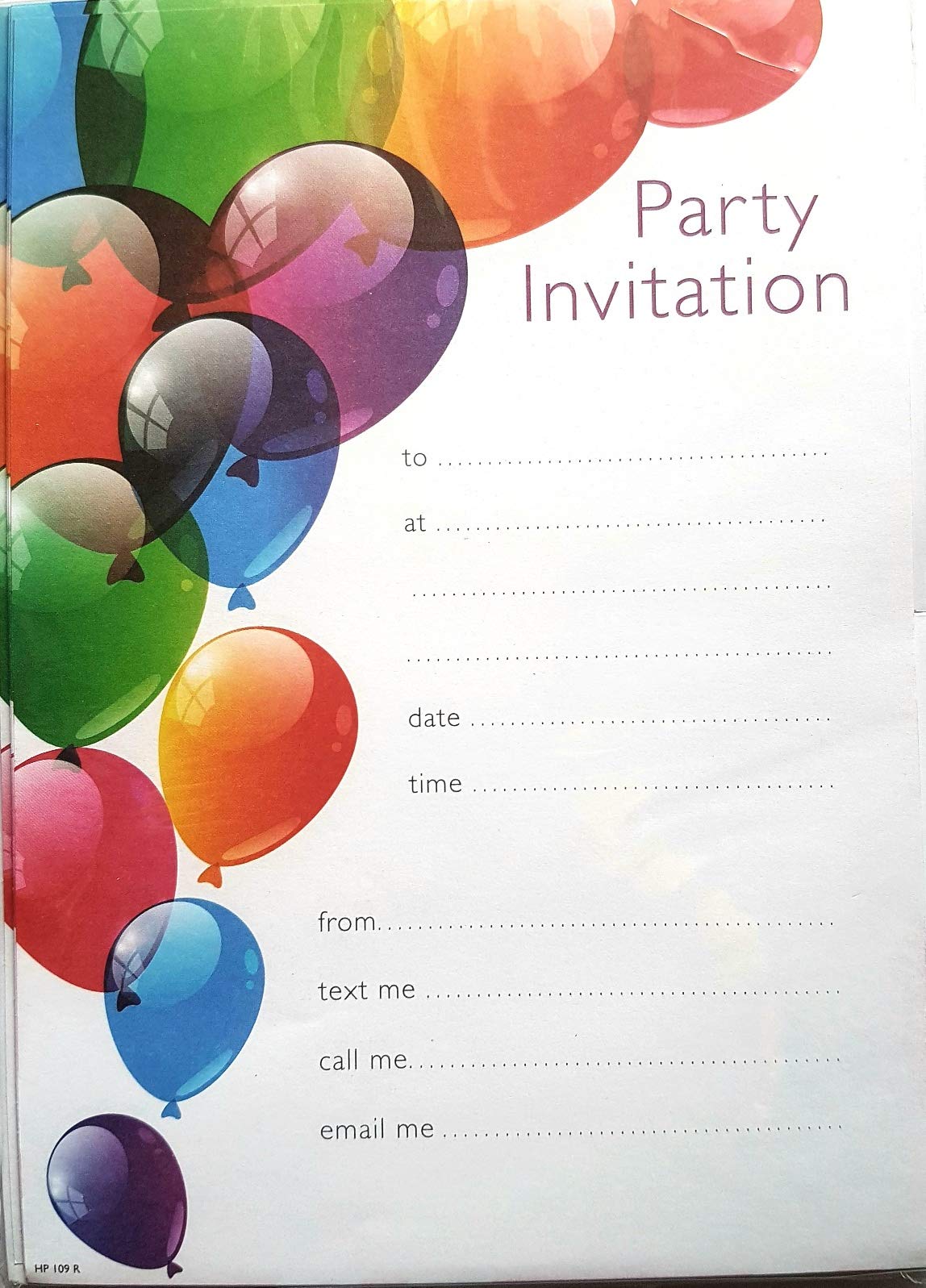 Simon Elvin Party Invitations Balloons Birthday 20 Sheets with Envelopes