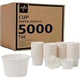 Medline Disposable Paper Souffl&eacute; Cups, Medicine Cups, 1 oz, 5000 Count | Ideal for Medication Distribution, Tightly Rolled Edges for Rigidity, Box Pleats for Stability, Compostable Paper Material