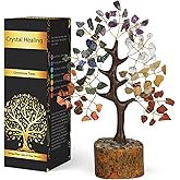 NARIBABU 7 Chakra Tree Gemstone Decor, Feng Shui Money Crystals, Crystal Tree for Positive Energy, Energy Stones, Spiritual Gifts