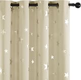Deconovo Blackout Curtains 2 Panels 140x245 cm Star Design Eyelets Dark Beige view 2