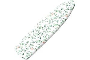 CLIDULI Extra Thick Ironing Board Cover and Pad, 15x54 Ironing Board Cover, Resist Scorching and Staining,Elastic Edges,Sage Green Spring Summer Eucalyptus