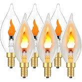 Hompavo Upgraded Flame Light Bulbs, E12 Chandelier Base for Home Decor | Candelabra Flickering Fire Light Bulb, C35 Clear Candle Light for Halloween Christmas Party Porch Indoor Outdoor Decorations