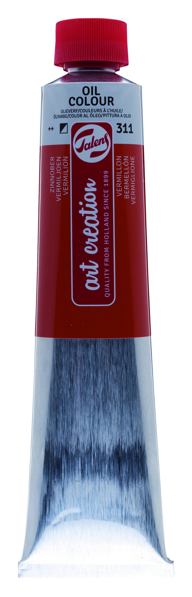 Talens Art Creation Oil Colour Tube - 200 ml Vermilion 311 - Semi-Opaque with Good Lightfastness - Suitable for All Oil Painting Techniques