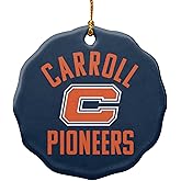 GRAPHICS & MORE Carroll University Pioneers Logo Porcelain Scalloped Holiday Christmas Tree Ornament - 2.8" (7.1 cm)