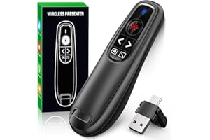 RJAD Presentation Clicker Wireless Presenter Remote Clicker, USB C PowerPoint Clicker for Presentation with Laser Pointer, RF 2.4GHz Computer Pointer Clicker Slide Advancer for Google Slides,Mac,Laptop