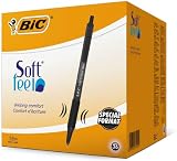 BIC Soft Feel Ballpoint Pens 1.0mm Medium Point Black Barrel Box 36