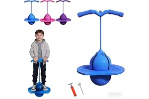 Balance Jumping Ball, Pogo Jumper with Handle & Pump, Anti-Slip Bounce Jump Trick Board, Indoor Outdoor Bouncing Ball Safe & 