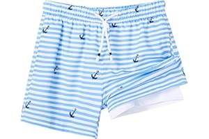 SURF CUZ Boys Swim Trunks with Boxer Brief Liner Toddler Boy Stretch Swimsuit Shorts Quick Dry Swimming Trunks Bathing Suit