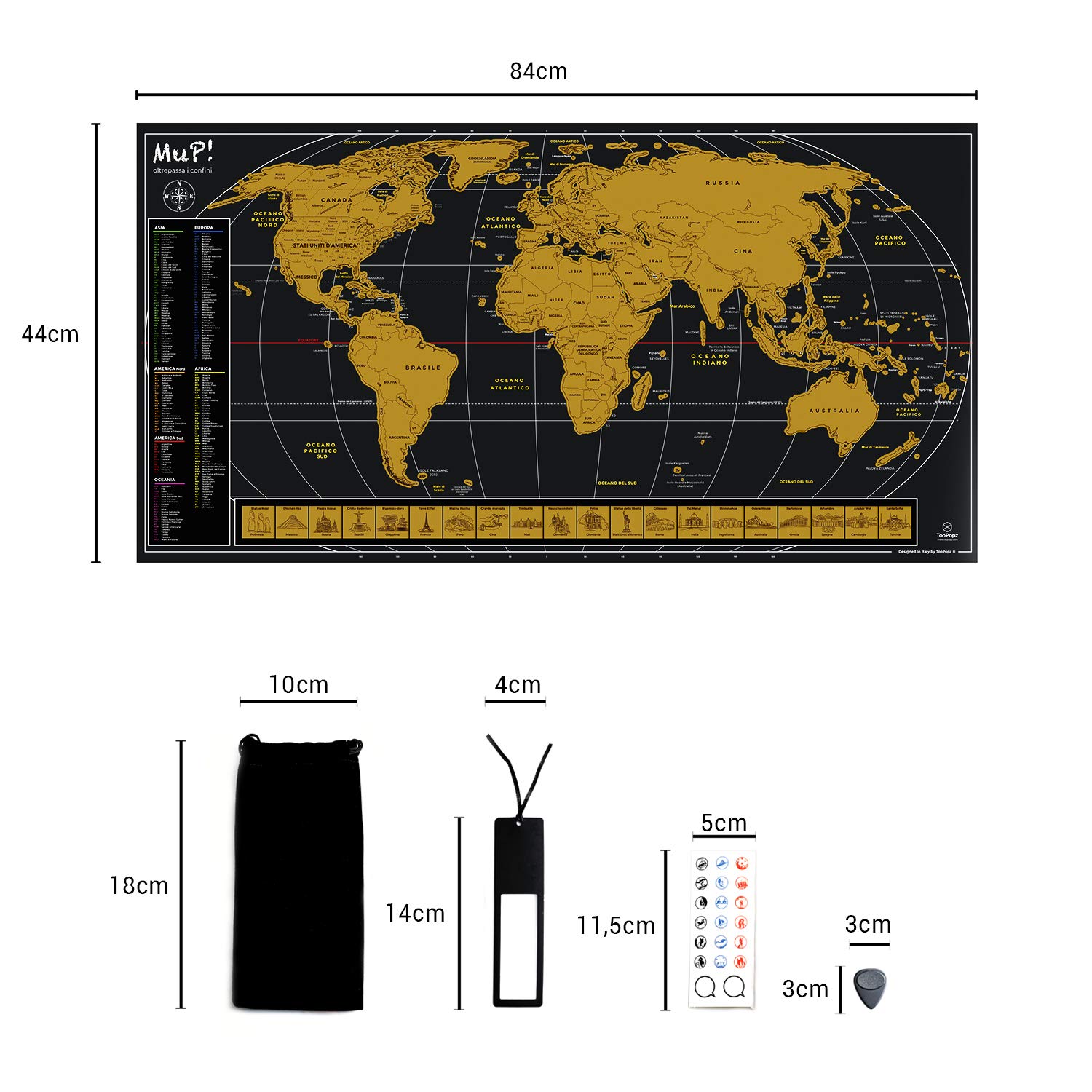 Luckies Of London – Scratch Map Deluxe Edition: Mappa Del Mondo Da Grattare 82x59 Cm, Con Capitali E Stati - 2
