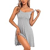 ouansyltg Women Sleeveless Nightgown Sexy Sleepwear Chemise Lingerie Slip Dress Soft Nightshirt