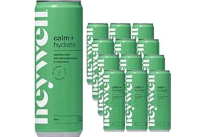 Heywell Sparkling Adaptogenic Water Calm and Restore, Lime Flavor 12 Fluid Ounce (Pack of 12) - Non Caffeinated, Organic, Non GMO, Vegan, Gluten Free, Dairy Free