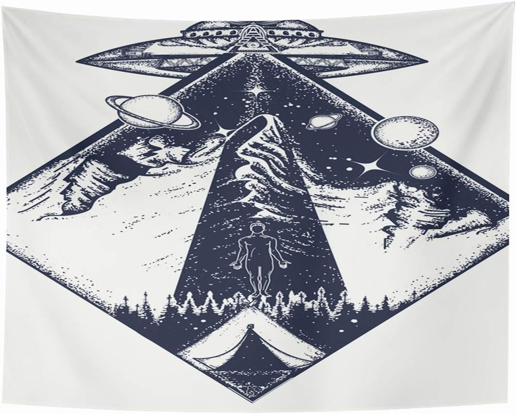 Tapices para colgar en la pared Diseño de tatuaje de OVNI místico