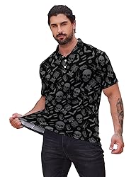 Xdceu Men's Skull Polo Shirts Hawaiian Golf Polo