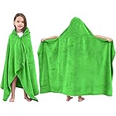 Hiturbo Kids Hooded Bath Towel: Soft Plush Pool Beach Fleece Towel Blanket - 50"x30" Toddler Towels Wrap for Boys Girls 3-12 Years (Green)