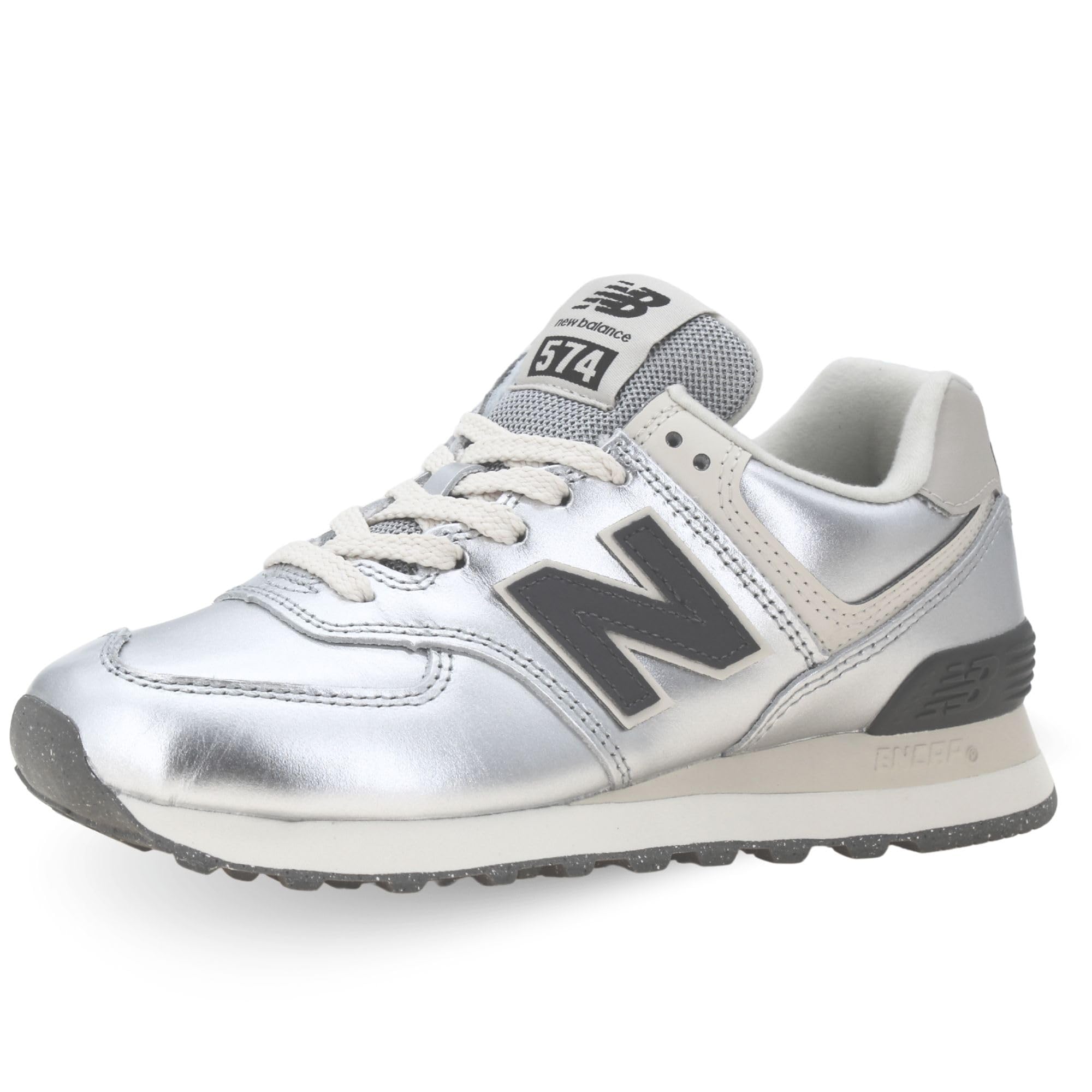 New Balance Women's 574 V2 Sneaker, Metallic Silver/Artic Grey, 8.5 M Image