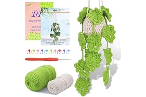 kdafio Crochet Kit for Beginners, Hanging Potted Plants Crochet Starter Kit with Step-by-Step Instructions and Video Tutorials Complete Crochet Kit for Beginners Decoration (Yellow Green Plants)