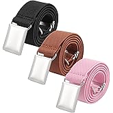 AWAYTR Toddler Boy Kids Buckle Belt - Adjustable Elastic Child Silver Buckle Belts, 3 Pieces