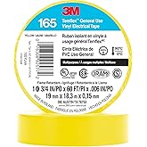 3M Temflex Multi-Purpose Vinyl Electrical Tape 165, Yellow, 3/4 in x 60 ft (19 mm x 18 m), 10 Roll Pack