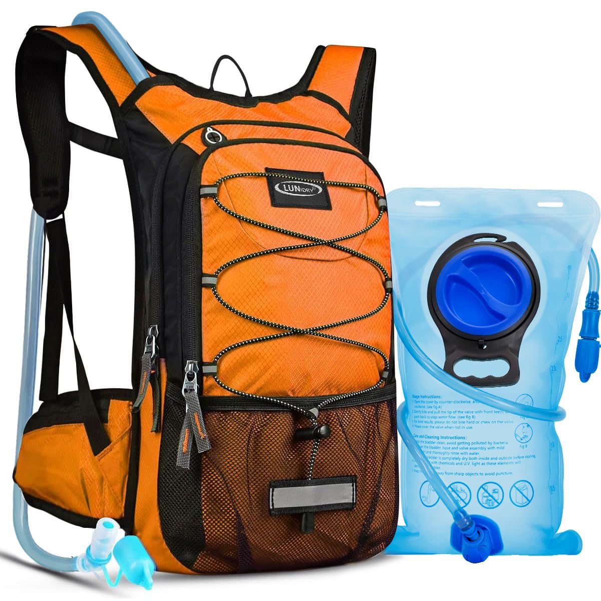 Lunidry Hydration Backpack with 3L Water Bladder, 15L Running Hydration Backpack for Men & Women, Lightweight Leakproof Water Rucksack Mountain Bike Hydration Bag Pack for Outdoor Cycling Hiking
